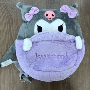 Kuromi Plush Backpack with Lavender and Gray Accents